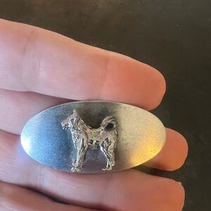 Silver Husky Dog Brooch